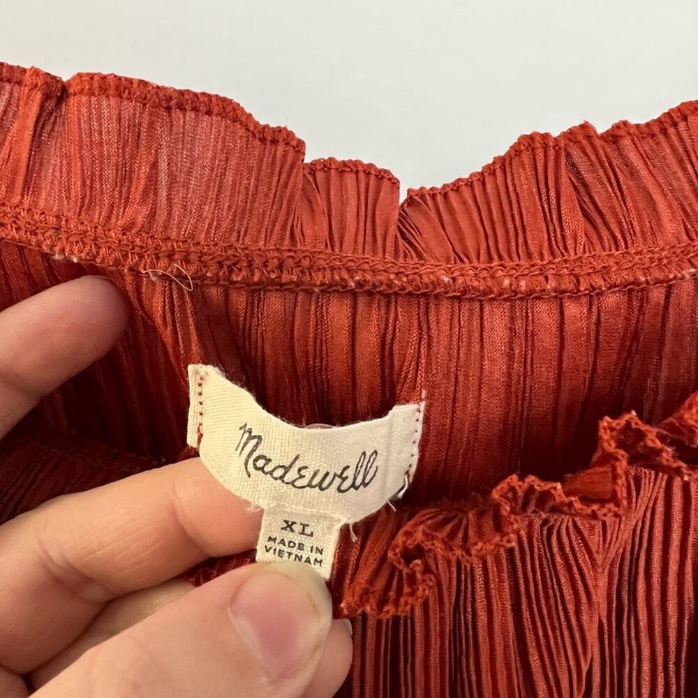Madewell Pleated Tank Top Rust Orange Spaghetti Strap Plisse Flowy Size XL - Picture 6 of 6